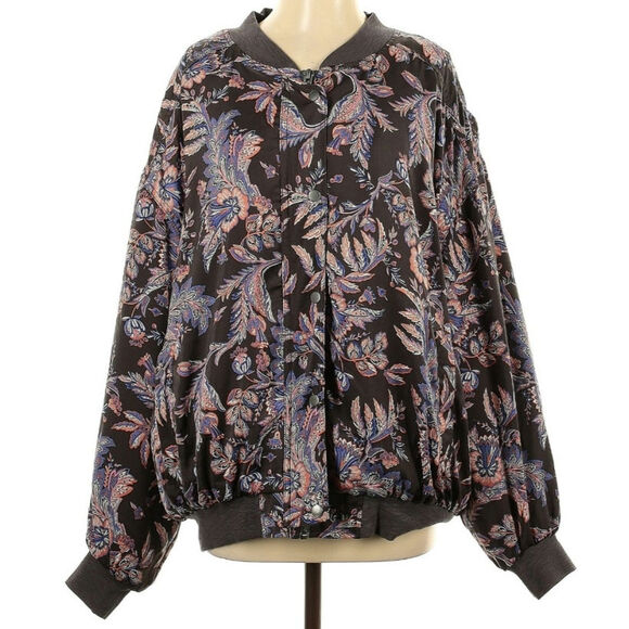 Free People Paisley Boho Bomber Jacket - Picture 1 of 4